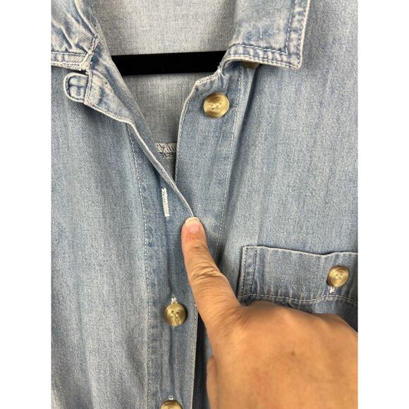 Denim Jean Romper One Piece Shorts 80s Vintage Medium Elastic Waist short sleeve - Picture 4 of 6